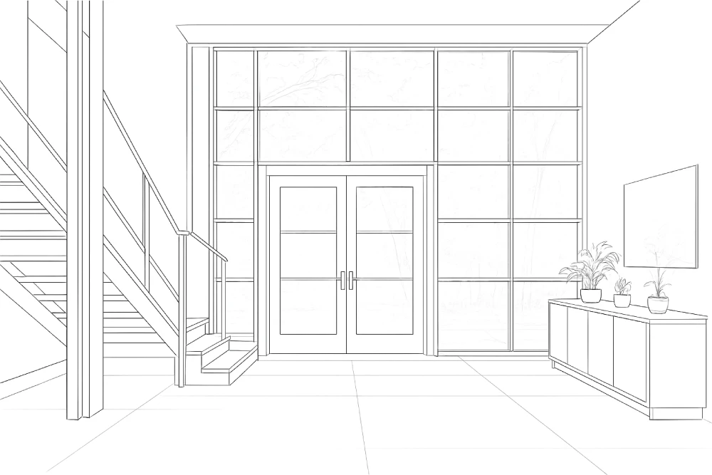 Modern Entryway with Staircase and Window Modern Entryway with Staircase and Window